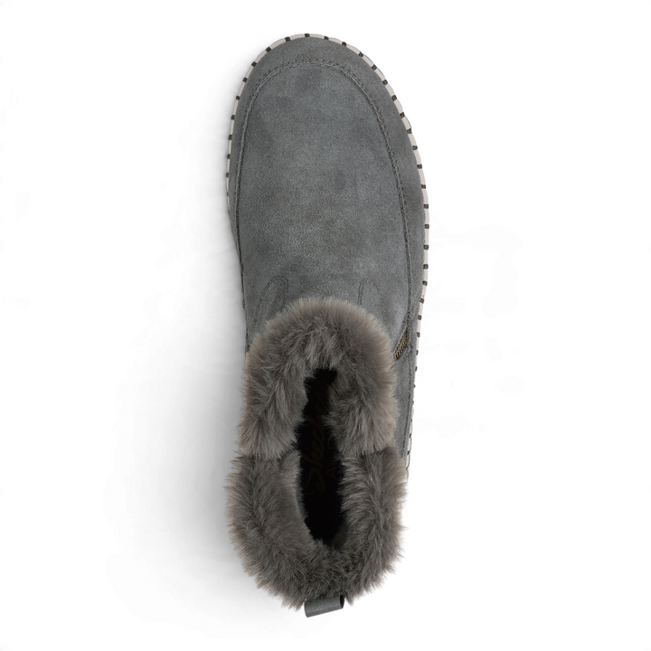 ada-shoes.ro Skechers Keeping Sweet olive-grey suede winter boots with faux fur collar and side zipper, top view