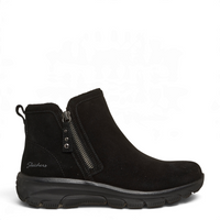 ada-shoes.ro Skechers Glide-Step black suede ankle boots with side zipper and cushioned sole for women