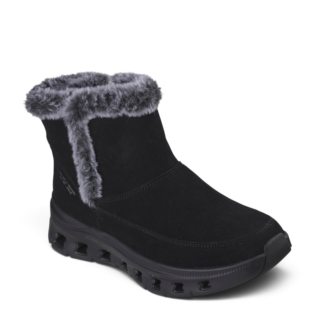 ada-shoes.ro Skechers Glide-Step Pro black ankle boots with faux fur trim and cushioned athletic sole