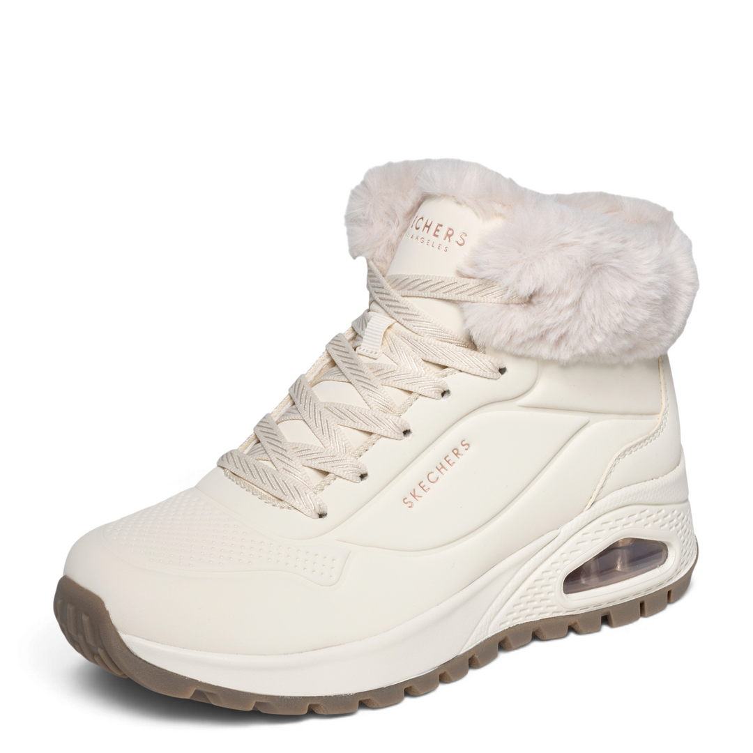 ada-shoes.ro Skechers Uno Rugged Arctic Avenue off-white mid-top sneaker with faux fur collar and air-cushioned sole
