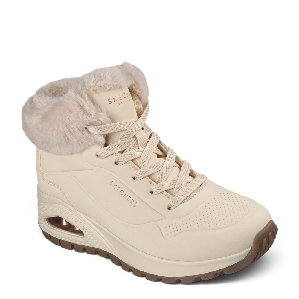 ada-shoes.ro Skechers Uno Rugged Arctic Avenue mid-top sneaker in off-white Durabuck with faux fur collar
