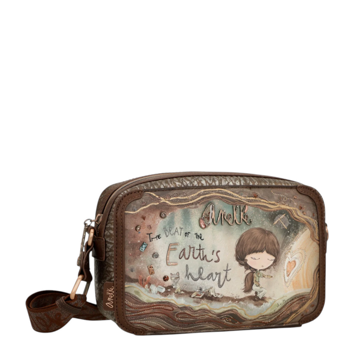 ada-shoes.ro Anekke casual brown faux leather crossbody bag with whimsical Earth&
