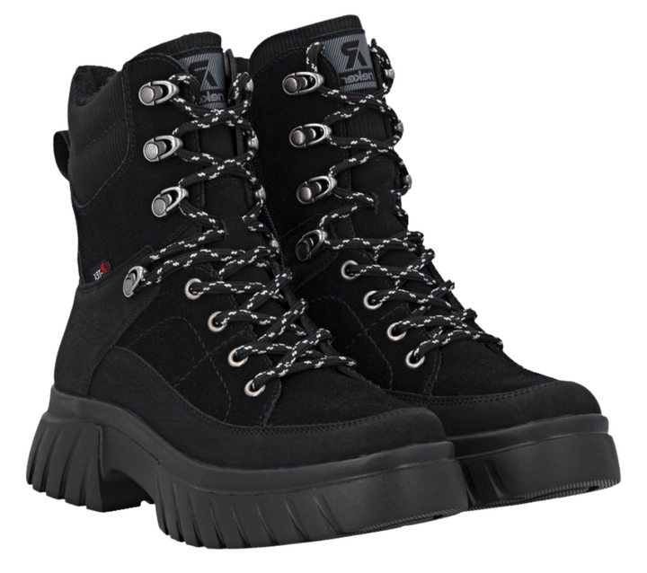 Ghete casual, dama, RIEKER TEX ANTISTRESS, W1871-00 negru, piele ecologica