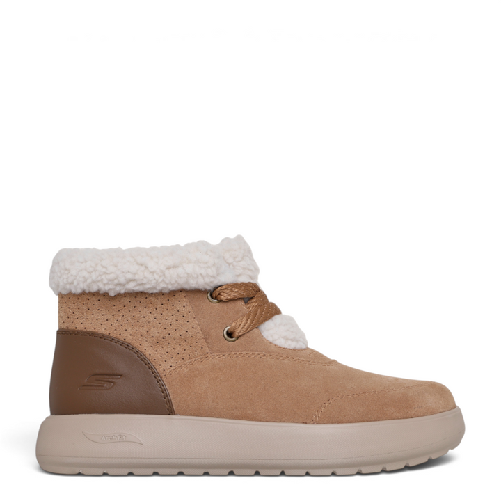 ada-shoes.ro Skechers Go Walk Horizon chestnut suede chukka boot with white sherpa lining and lace-up closure