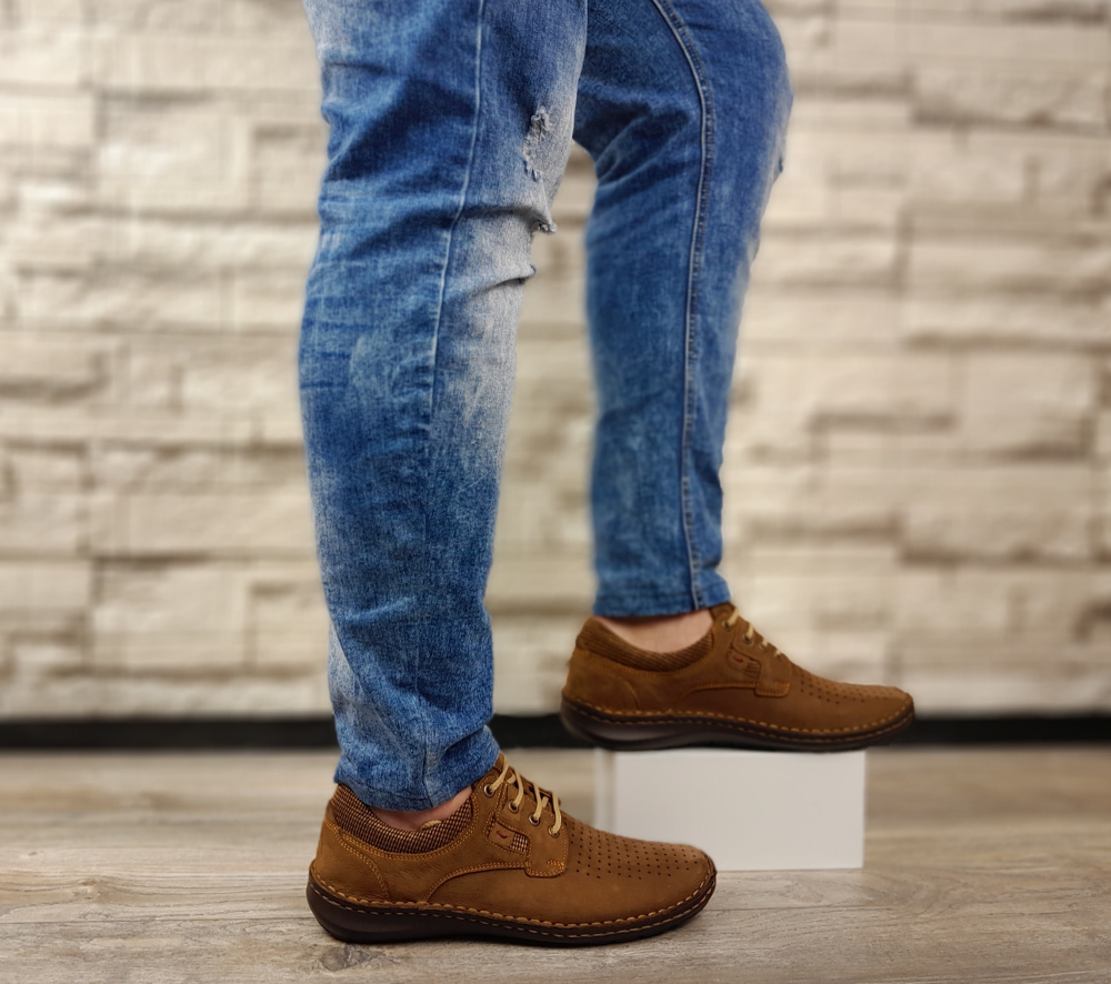 Pantofi casual, barbati, OTTER, 9565 maro, piele nabuc