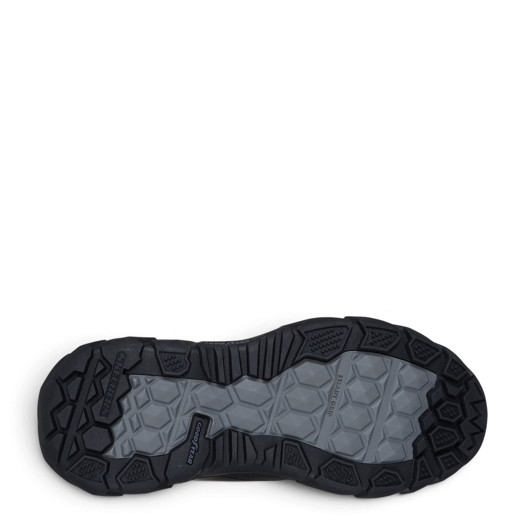 ada-shoes.ro Skechers Relment 2.0 Vorran black hiking boot outsole with Goodyear rubber grip pattern