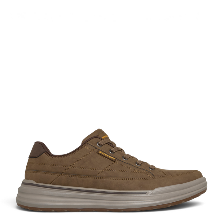 ada-shoes.ro Skechers Sterling Cedrock light brown faux leather casual sneakers with elastic laces and memory foam sole