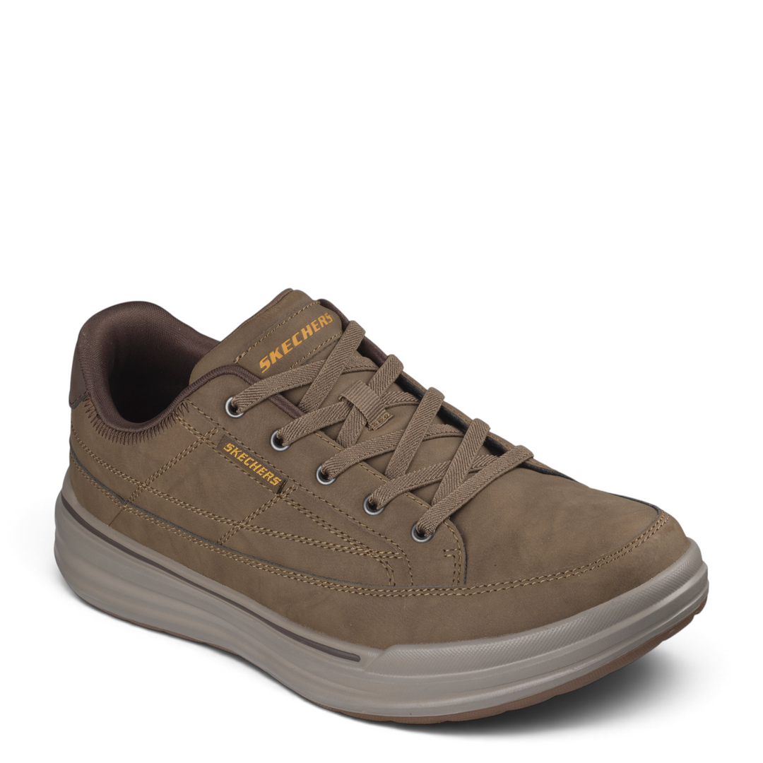 ada-shoes.ro Skechers Sterling Cedrock light brown faux leather casual sneakers with elastic laces and memory foam sole