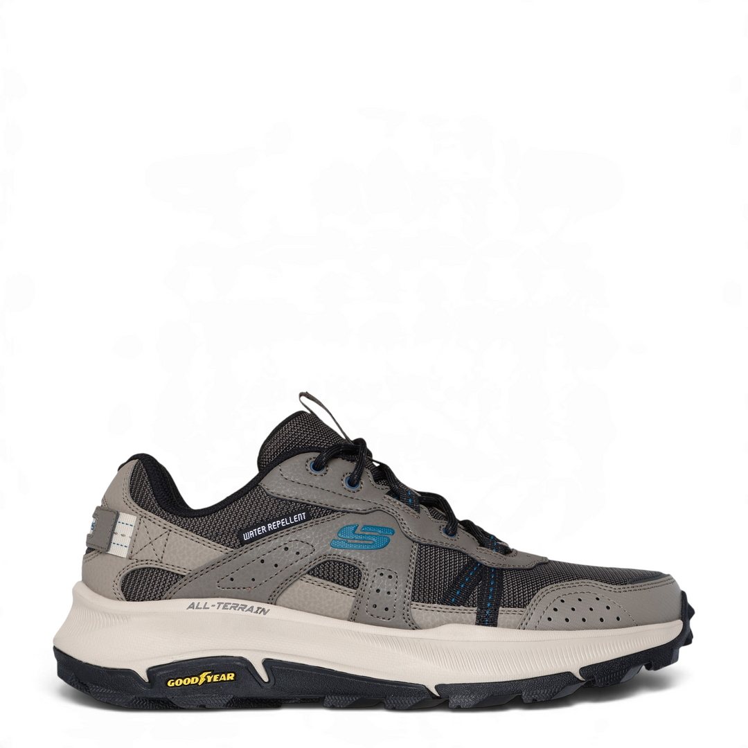 ada-shoes.ro Skechers Equalizer 5.0 men's trail running shoes in dark taupe with blue accents and Goodyear outsole