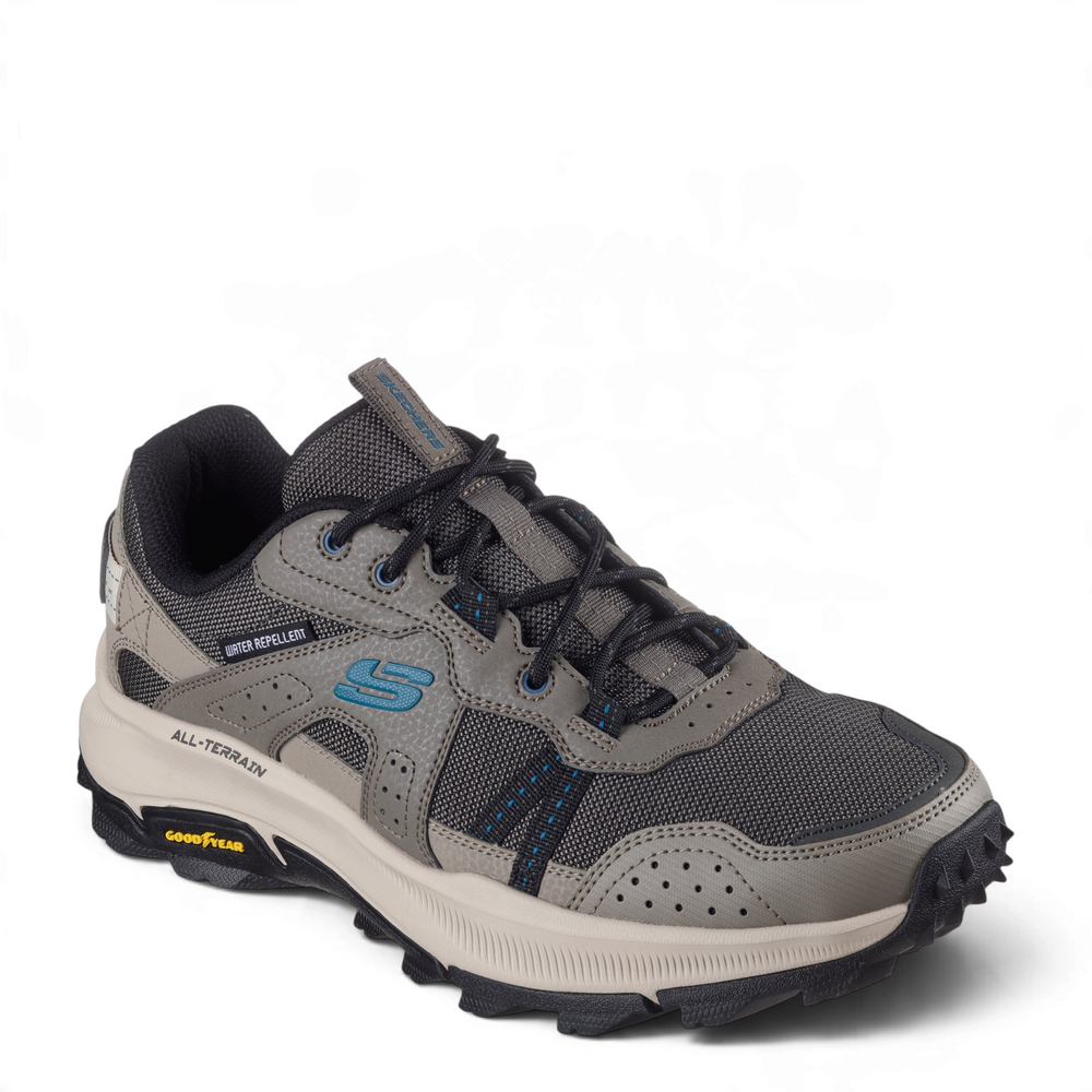 ada-shoes.ro Skechers Equalizer 5.0 trail running shoes in dark taupe mesh with blue accents and Goodyear outsole