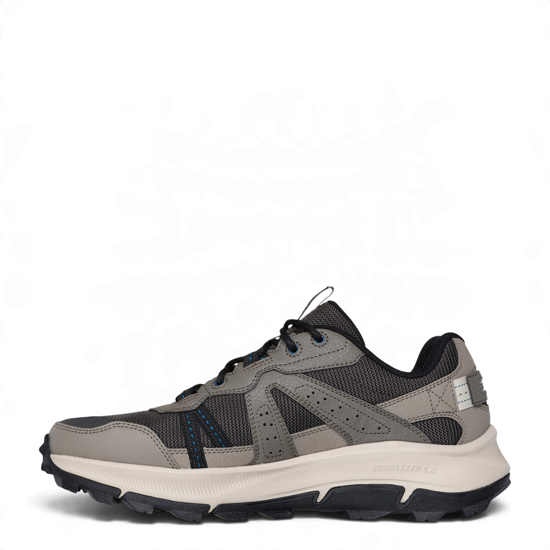 ada-shoes.ro Skechers Equalizer 5.0 trail running shoes in dark taupe mesh with blue accents and Goodyear outsole