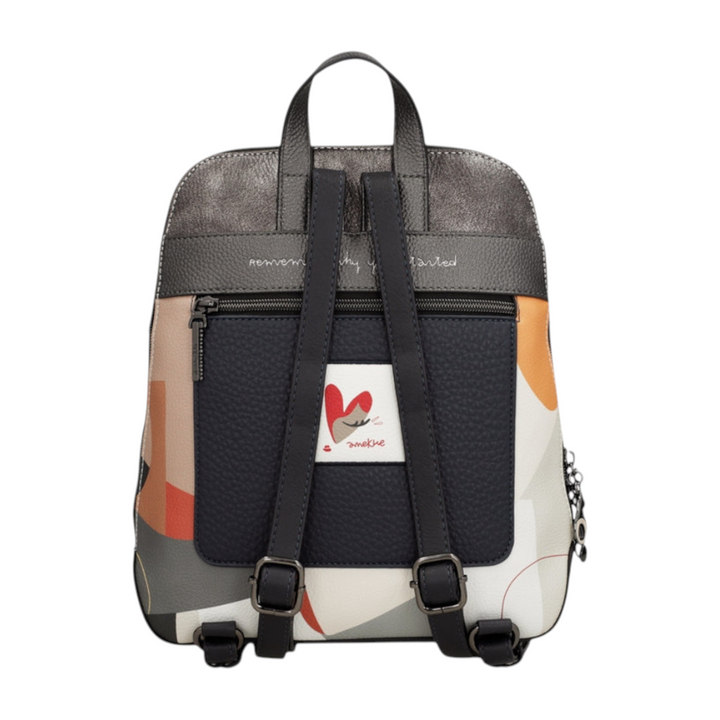 ada-shoes.ro Anekke casual backpack in brown and multi-colored faux leather with zipper closure and ergonomic straps