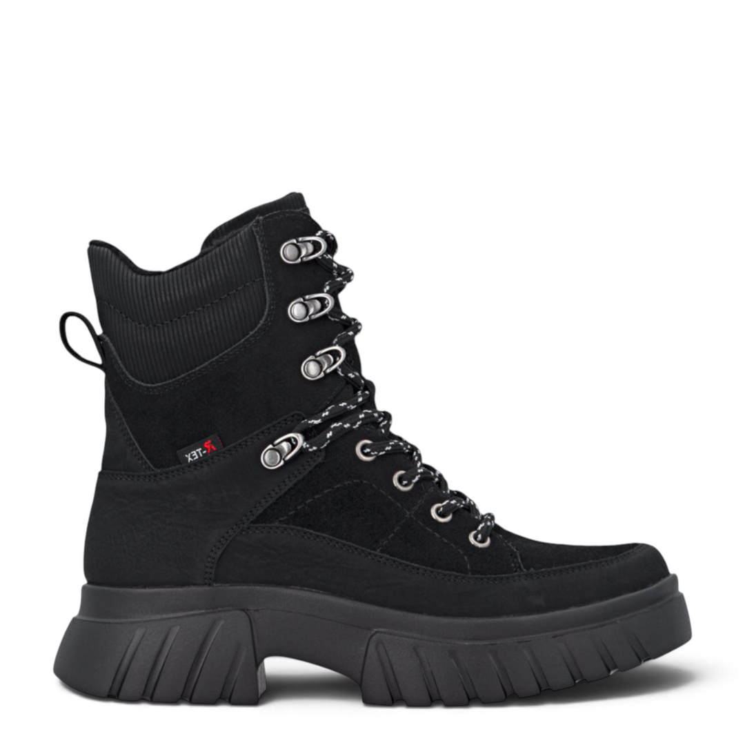 ada-shoes.ro Rieker black waterproof ankle boots with Rieker Tex technology, lace-up front, and chunky sole