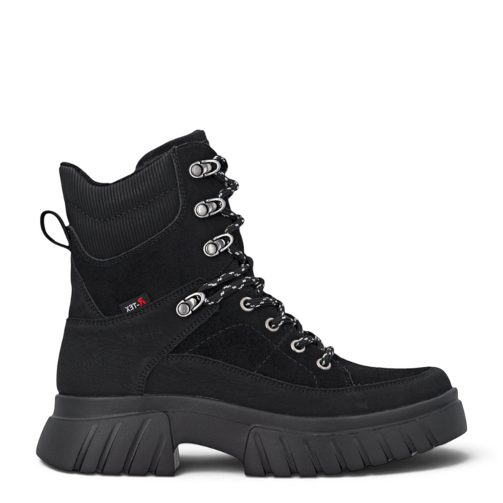 ada-shoes.ro Rieker black waterproof ankle boots with Rieker Tex technology, lace-up front, and chunky sole