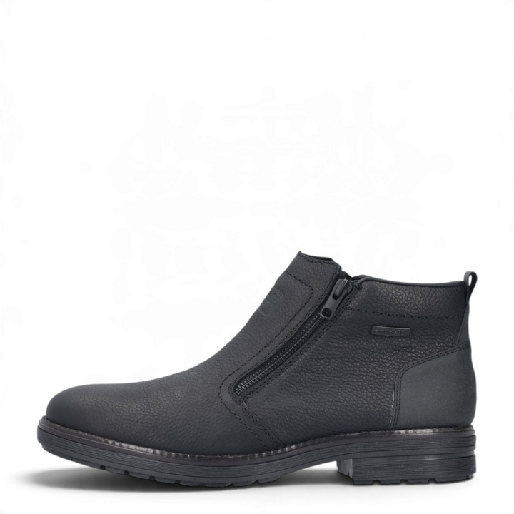 ada-shoes.ro Rieker black leather ankle boots with riekerTEX waterproof membrane and dual side zippers