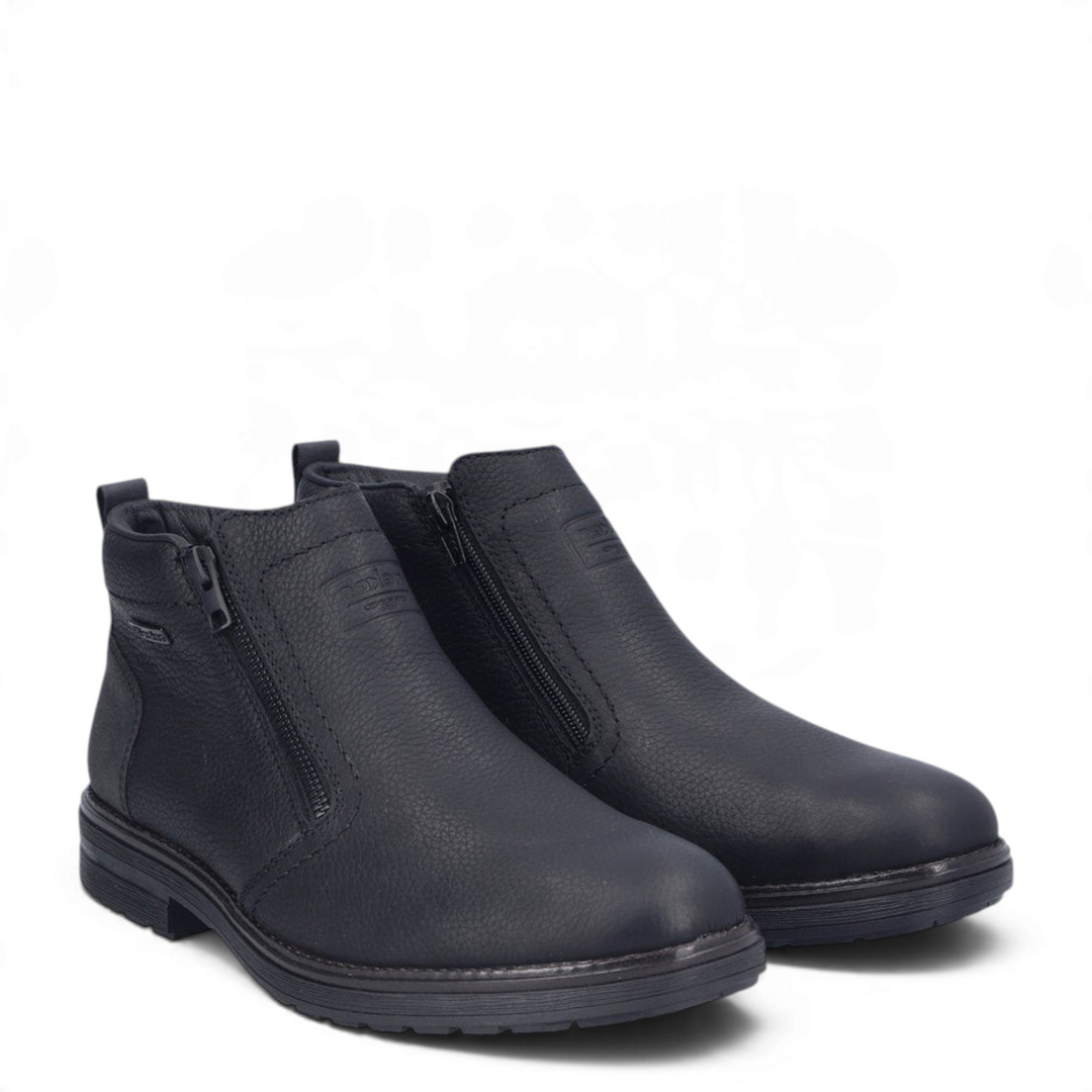 ada-shoes.ro Rieker black leather ankle boots with riekerTEX waterproof membrane and dual side zippers