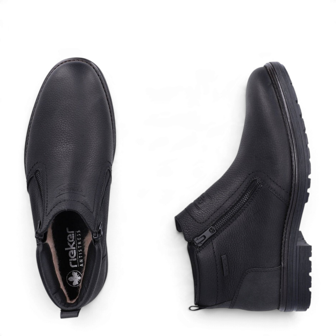 ada-shoes.ro Rieker black faux leather ankle boots with riekerTEX waterproof membrane and dual side zippers