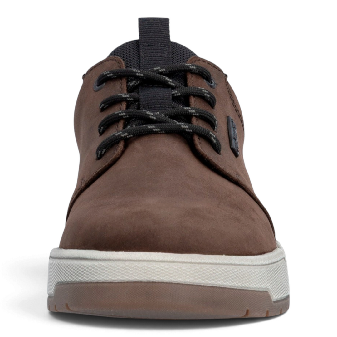 ada-shoes.ro Rieker casual sneakers in dark brown nubuck-style synthetic leather with black laces and bicolor sole