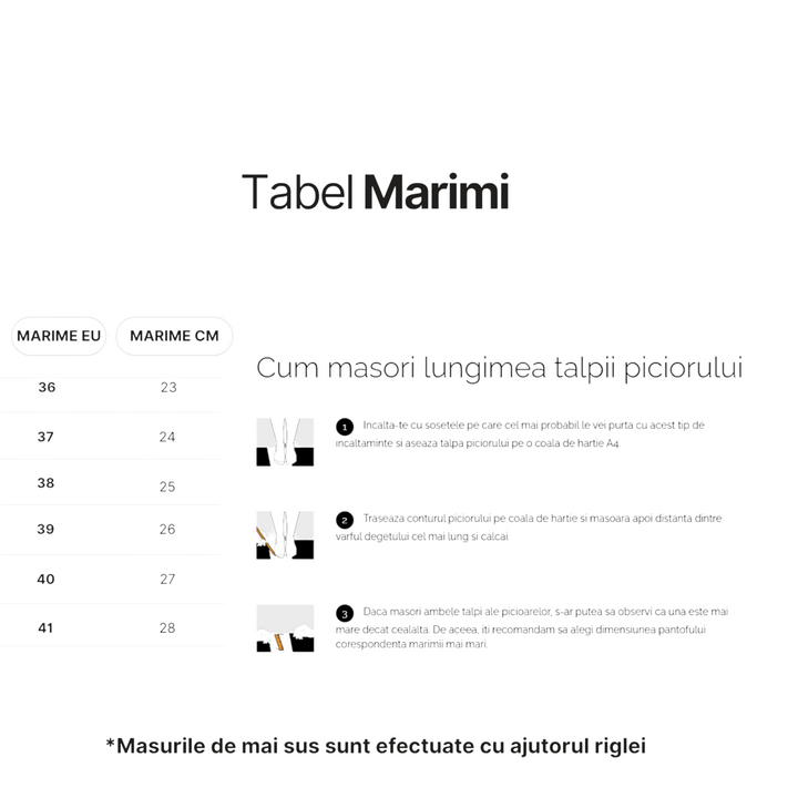 ada-shoes.ro size guide table for Anna Viotti footwear showing EU sizes 36-41 with foot measurement instructions