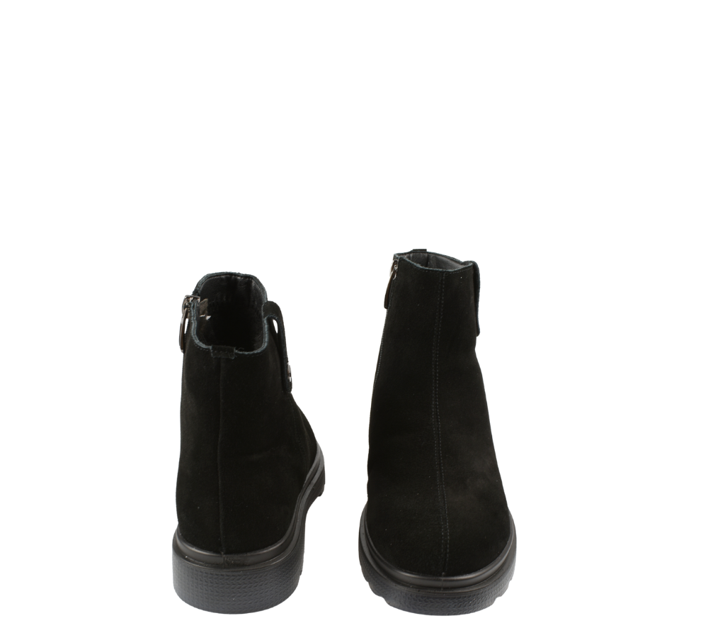 Ghete casual, dama, STEPHANO, 3938H09 negru, piele intoarsa