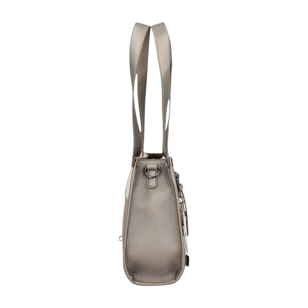 ada-shoes.ro Anekke beige faux leather casual handbag side view with dual handles and shoulder strap attachment