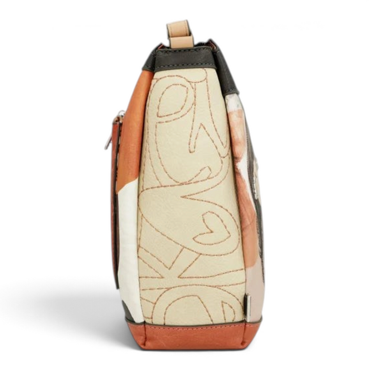 ada-shoes.ro Anekke Alma crossbody bag side view featuring terracotta and beige faux leather with decorative stitching