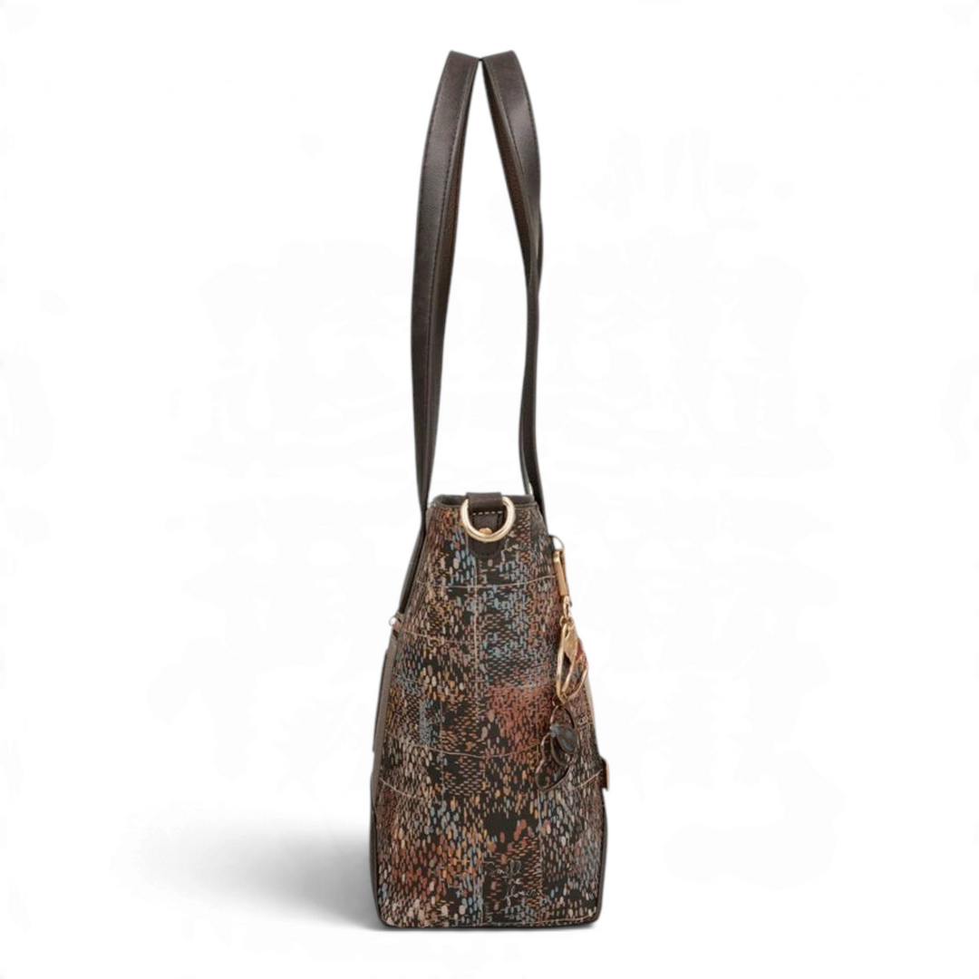 ada-shoes.ro Anekke Core shopper bag in a trapezoidal shape with artistic side prints and brown shoulder straps