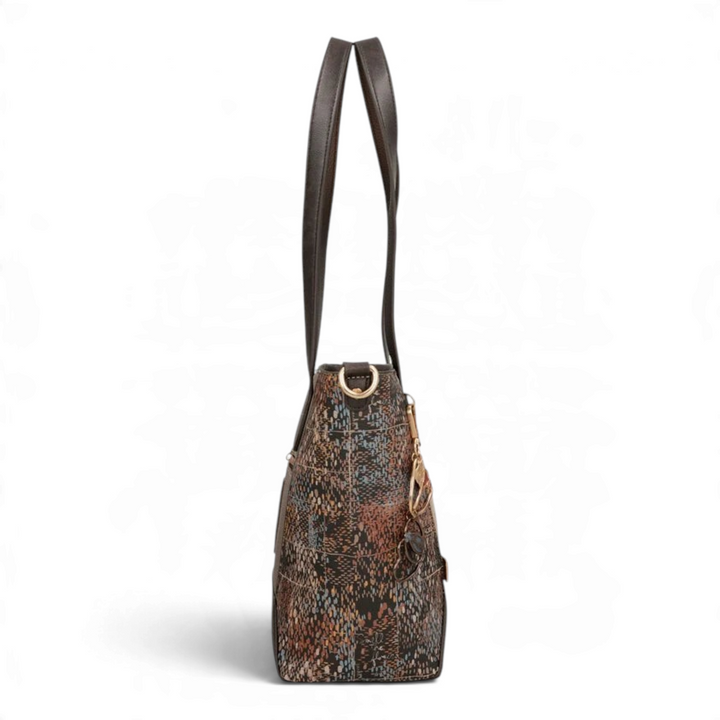 ada-shoes.ro Anekke Core shopper bag in a trapezoidal shape with artistic side prints and brown shoulder straps