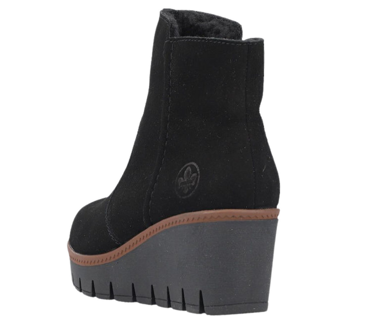 Ghete casual, dama, RIEKER, Y5065-00 negru, piele intoarsa