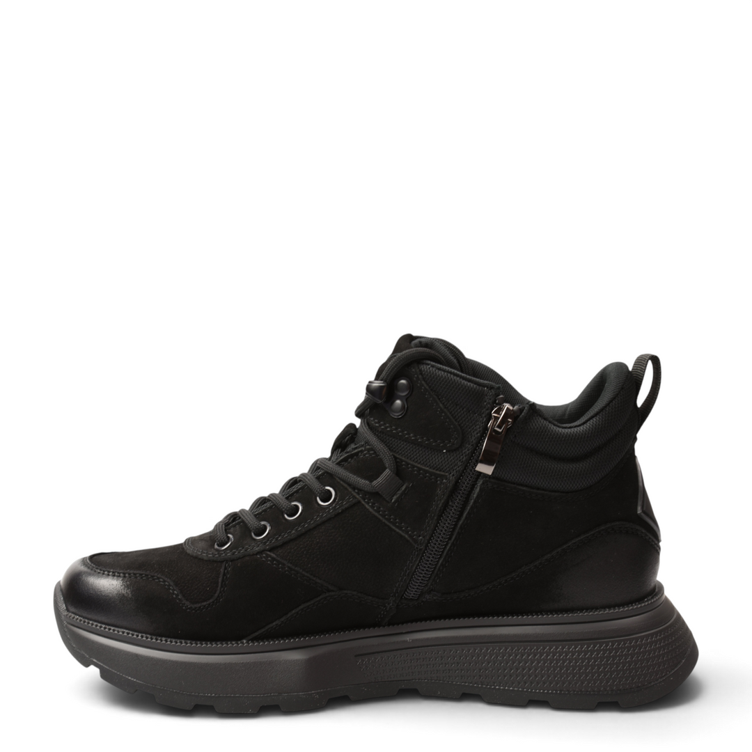 ada-shoes.ro Franco Gerardo Ghete 5360-N black suede and leather high-top sneakers with side zipper and chunky sole
