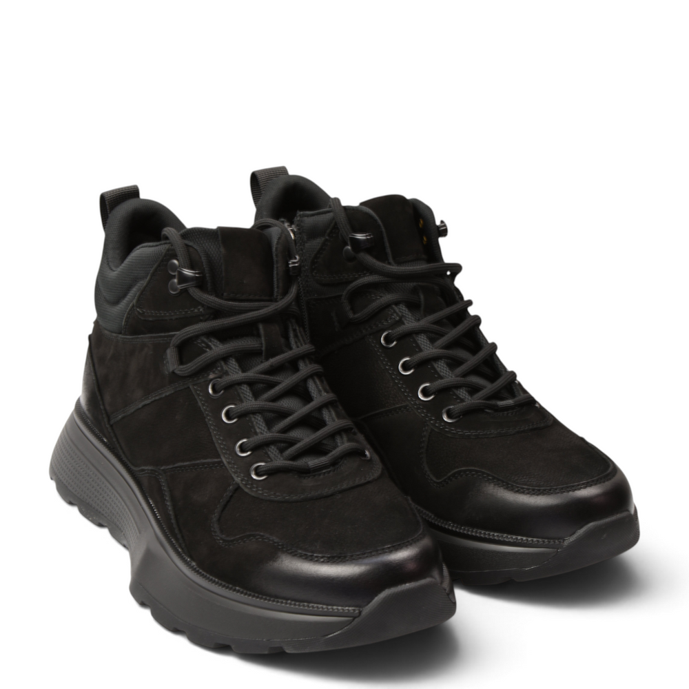 ada-shoes.ro Franco Gerardo Ghete 5360-N black high-top sneakers in suede and leather with thick lug soles