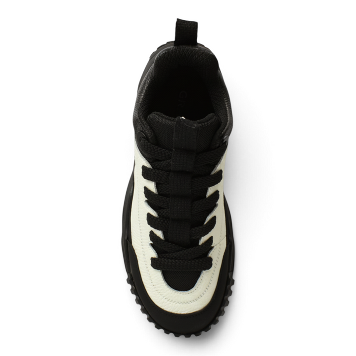 Top view of ada-shoes.ro Gryxx black and white leather sneakers with lace-up closure and thick durable sole