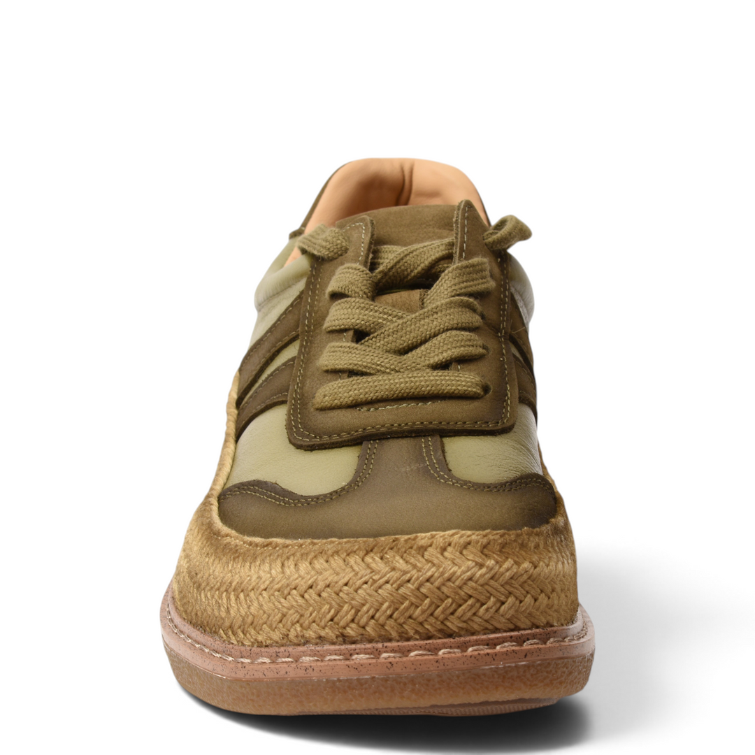 ada-shoes.ro Franco Gerardo khaki suede sneakers with lace-up closure and textured jute-wrapped sole detail