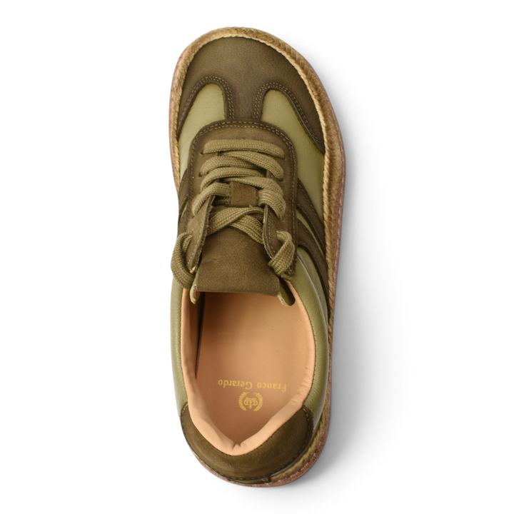 ada-shoes.ro Franco Gerardo 6022-K khaki suede sneakers with lace-up closure and flexible sole, top view