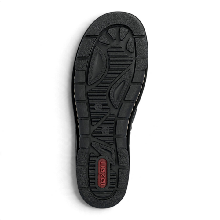 Black anti-slip sole of a Rieker women&