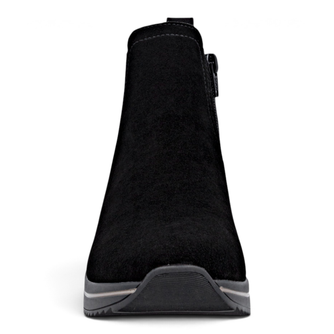 ada-shoes.ro Remonte black suede sneaker boots with a sporty platform sole and side zipper