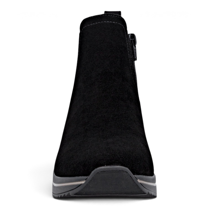 ada-shoes.ro Remonte black suede sneaker boots with a sporty platform sole and side zipper