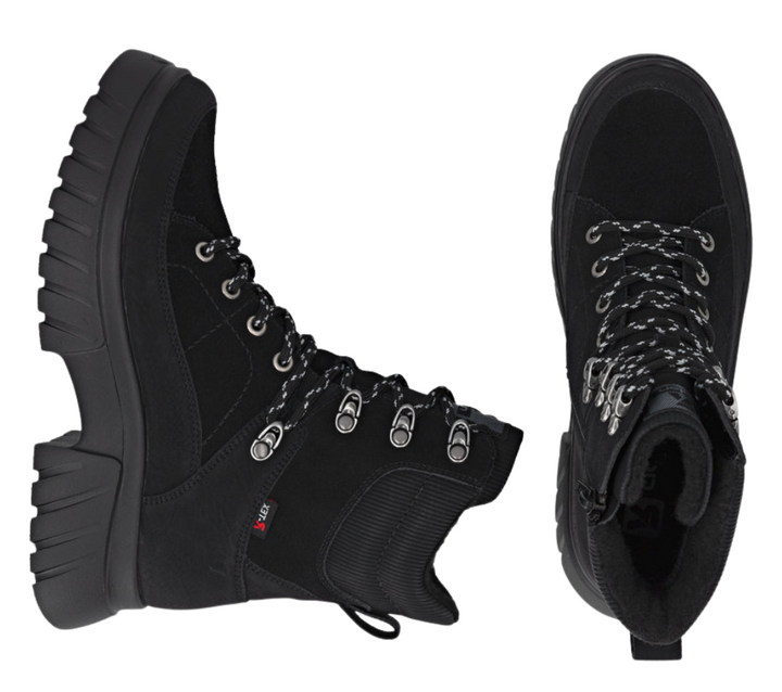 Ghete casual, dama, RIEKER TEX ANTISTRESS, W1871-00 negru, piele ecologica