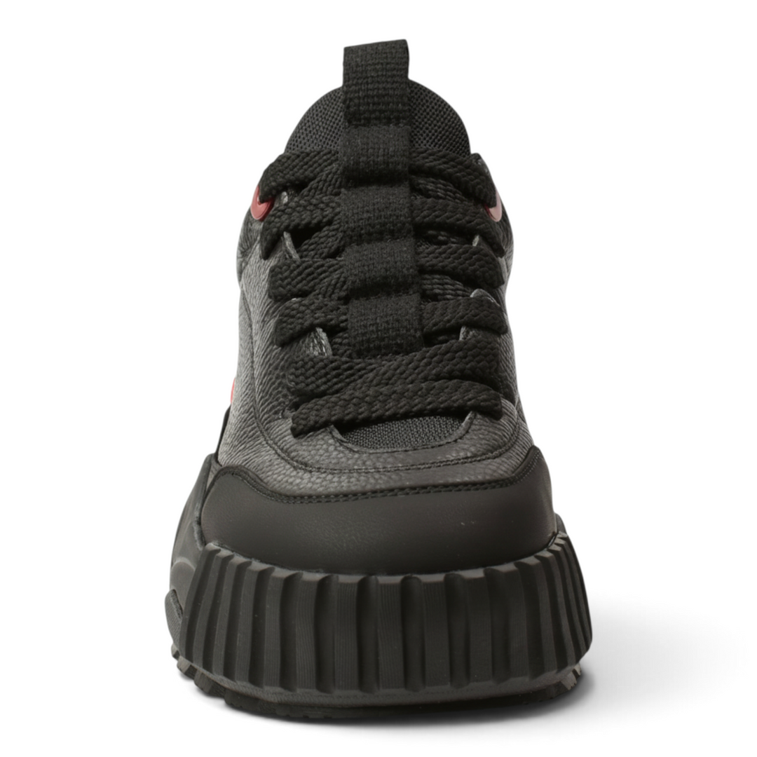 ada-shoes.ro Gryxx JS90003A black sneakers featuring a textured leather upper and a chunky ribbed platform sole