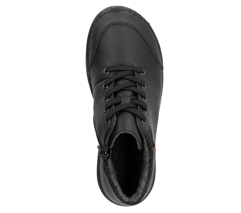 Ghete sport, dama, RIEKER, ANTISTRESS, 50902-00 negru, piele naturala