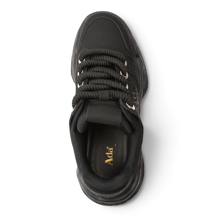 ada-shoes.ro 8132-N black nubuck leather sneakers with lace-up closure and comfortable urban design