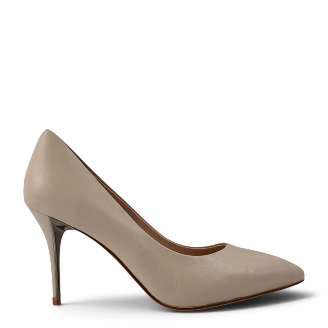 ada-shoes.ro Epica cream leather stiletto pumps with a 7 cm heel for elegant office or formal wear