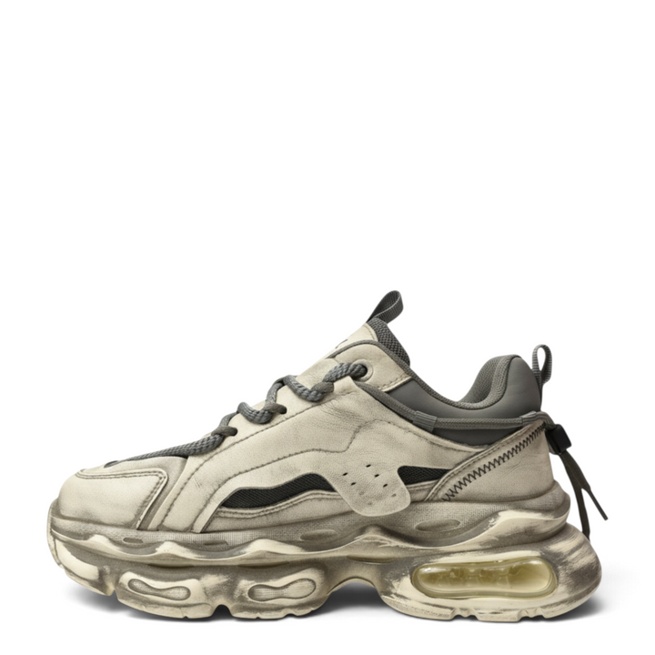 ada-shoes.ro Gryxx F7801-A white leather sneakers with a chunky distressed sole and lace-up closure for men