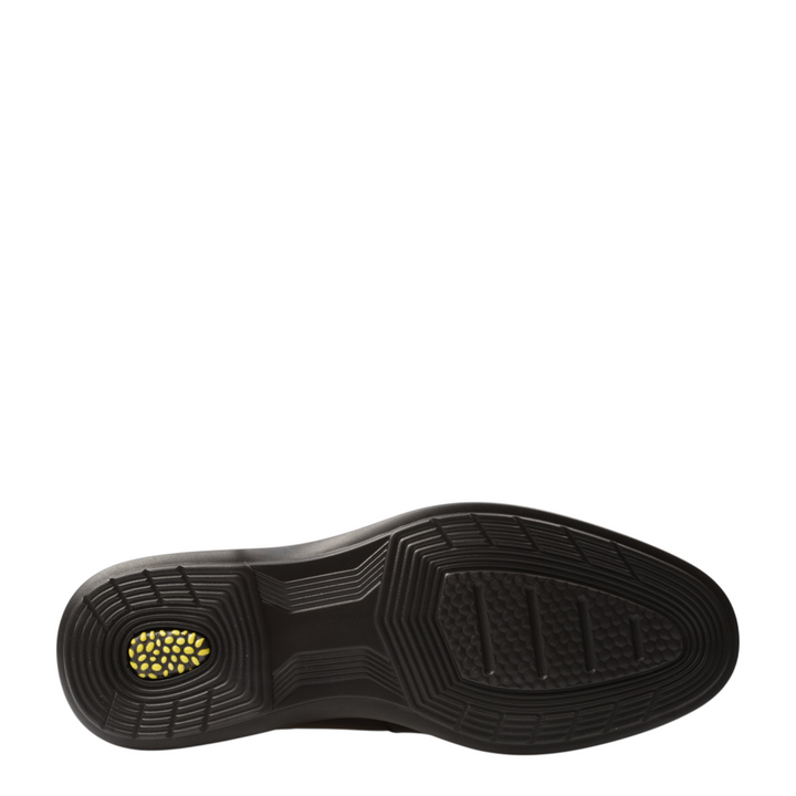 ada-shoes.ro Goretti black leather formal shoe sole with textured grip and yellow cushioned heel insert