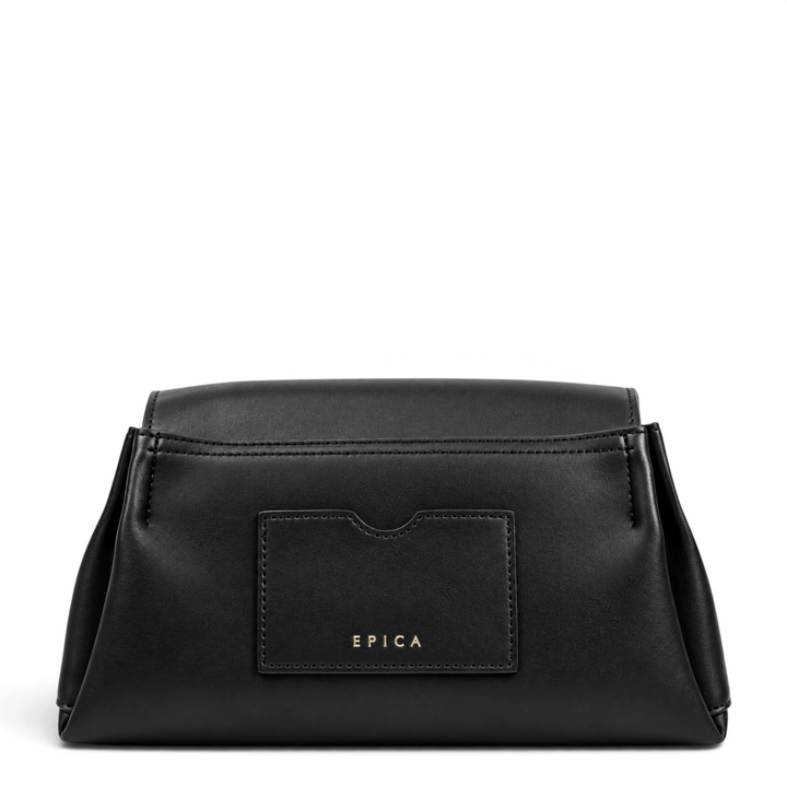 ada-shoes.ro Epica black faux leather handbag with a rear exterior pocket and gold logo detail