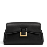 ada-shoes.ro Epica black faux leather handbag with a rectangular gold metal buckle and magnetic flap closure