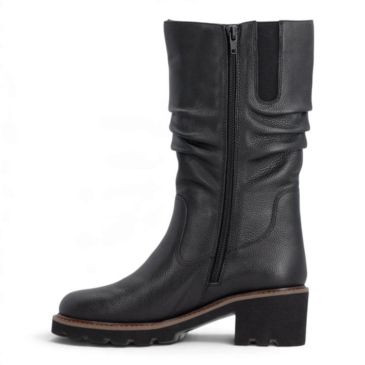 ada-shoes.ro Remonte black slouchy boots with remonteTEX membrane, block heel, and side zipper for women