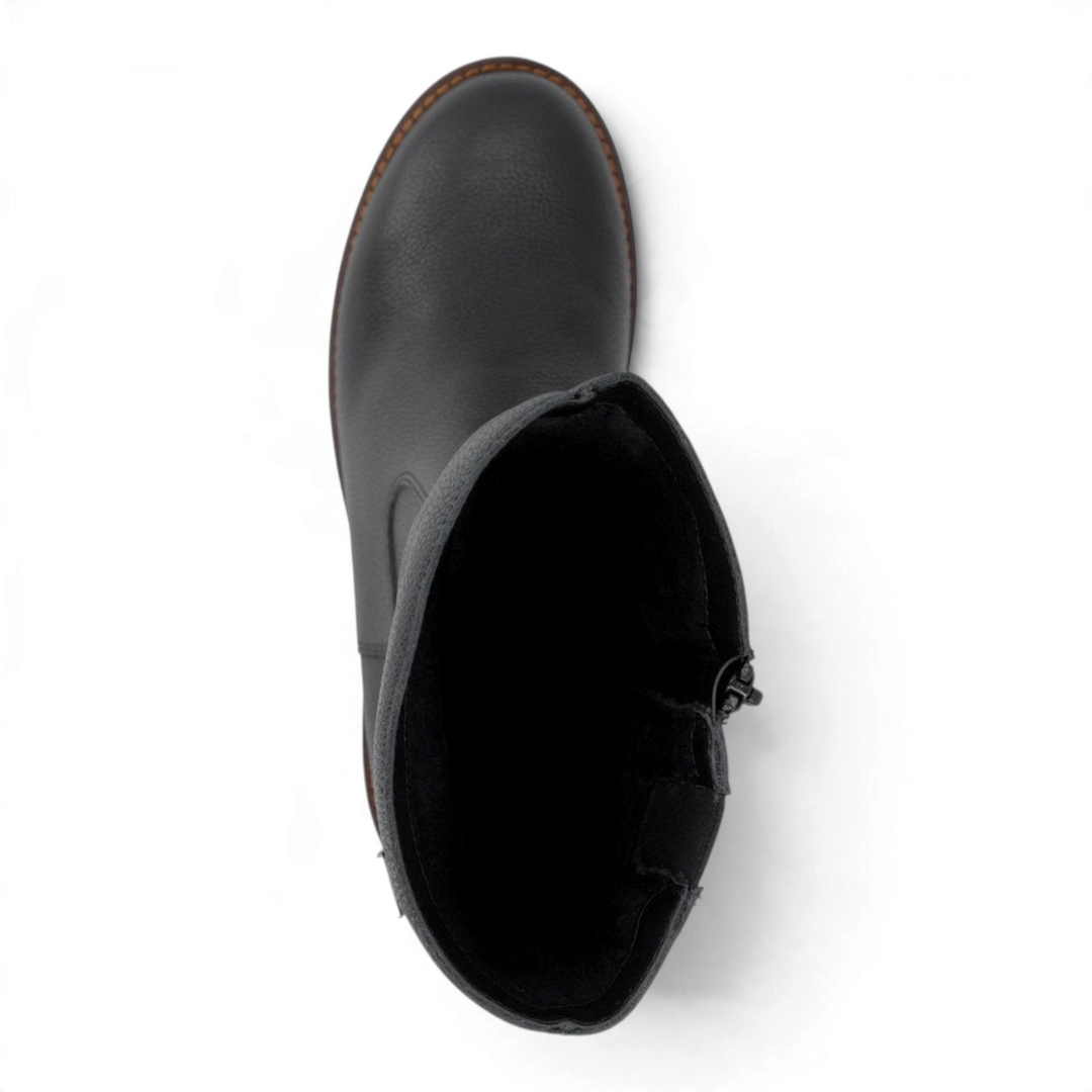 ada-shoes.ro Remonte black faux leather slouchy boots with remonteTEX waterproof membrane and side zipper