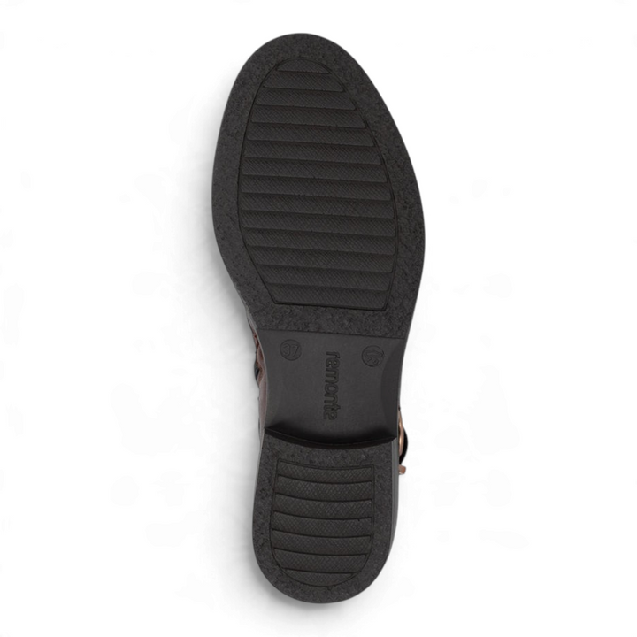 ada-shoes.ro Remonte D0F81-22 brown ankle boot sole with non-slip tread pattern and low block heel