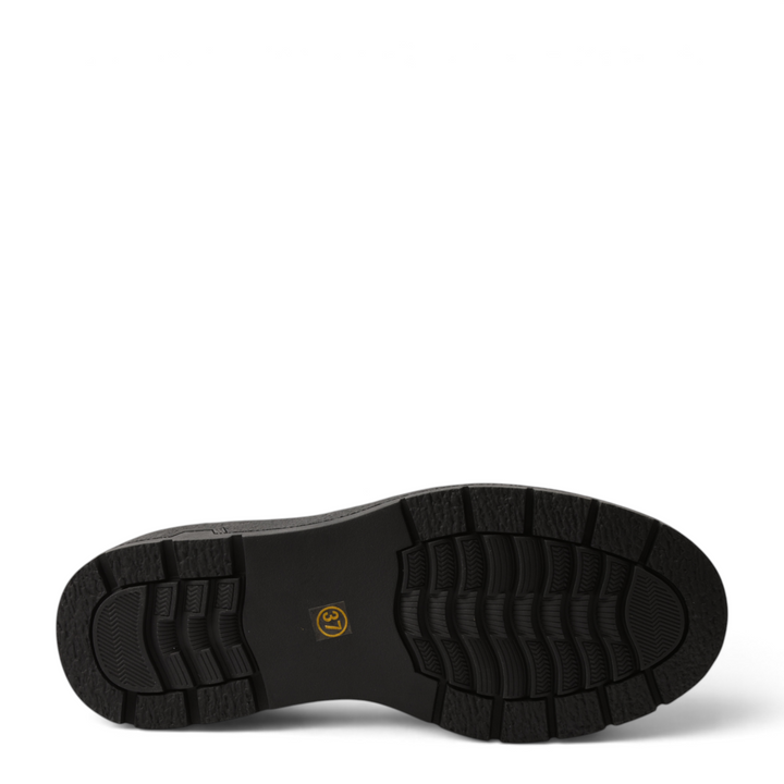 ada-shoes.ro Anna Viotti black suede ankle boot showing the textured rubber sole with deep tread for grip